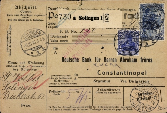 Cenny transport z Solingen do Konstantynopola 3 października 1916 r