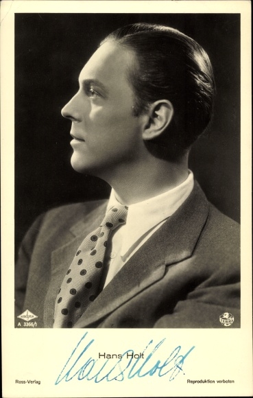 Ak Schauspieler Hans Holt, Portrait im Profil, Autogramm