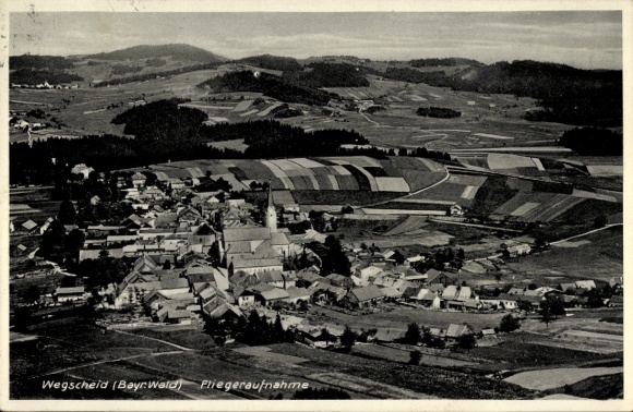 Ak Wegscheid in Niederbayern, Fliegeraufnahme