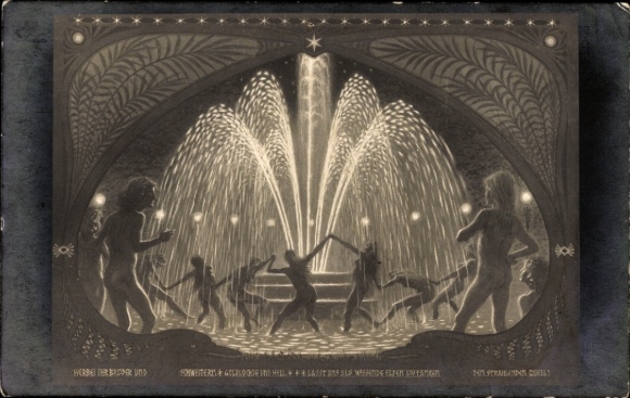 Art Nouveau artist Postcard Fidus, The radiant spring, charcoal print, No. 58