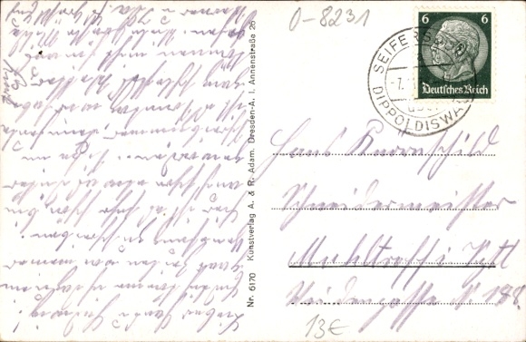 Postcard Seifersdorf Dippoldiswalde in the Eastern Ore Mountains, charity recovery home