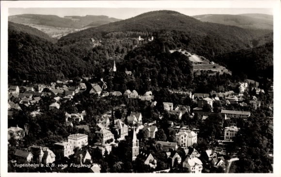 Ak Jugenheim an der Bergstraße Hessen, Luftaufnahme