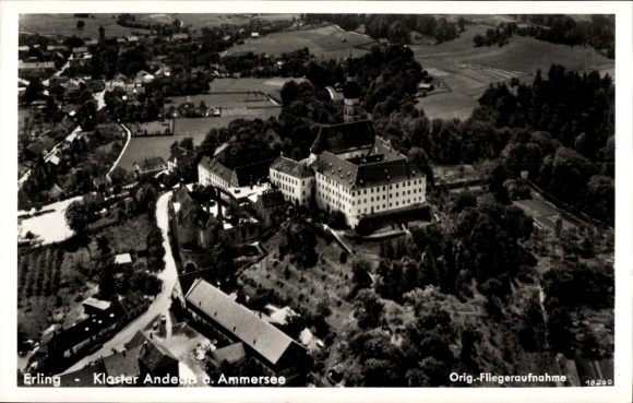 Postcard Erling Andechs in Upper Bavaria, aerial photograph