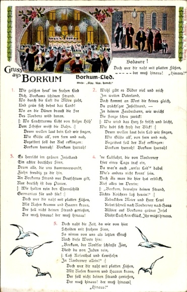Judaika Song Postcard Borkum Song, Flat Feet, Anti Jewish