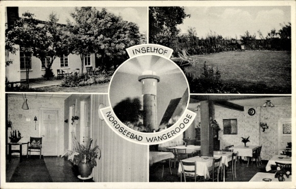 Postcard North Sea resort Wangerooge in East Frisia, lighthouse, Inselhof, interior view