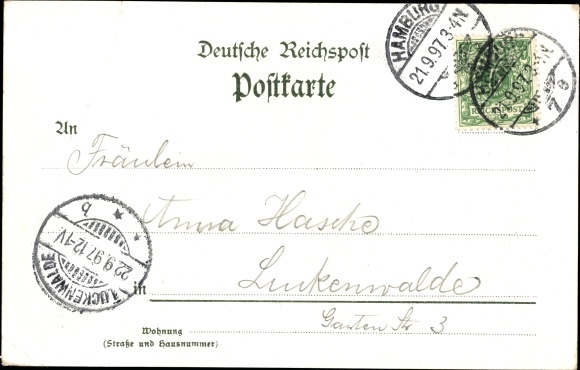 Chromo-Litho Hamburg Mitte Neustadt, Horticultural Exhibition 1897, Gate at Holstenplatz