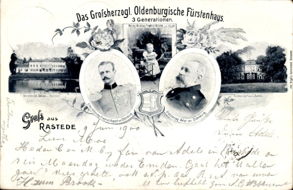 Postcard Rastede in Oldenburg, Castle, Grand Ducal Oldenburg Princely House, 3 generations