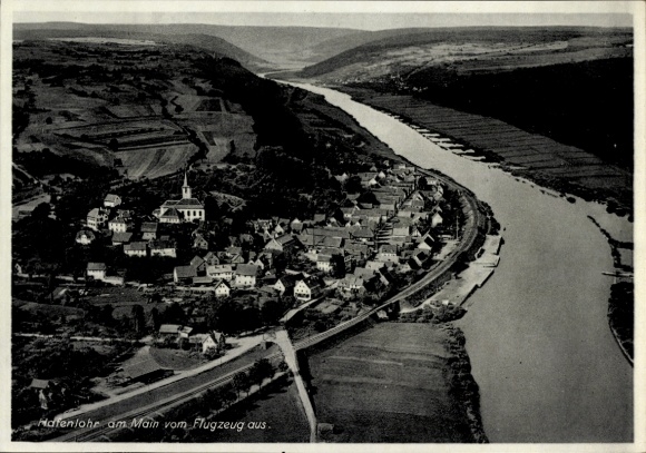 Postcard Hafenlohr am Main Lower Franconia, aerial photograph