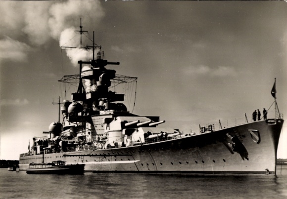 Postcard German warship, battleship Scharnhorst, Kriegsmarine