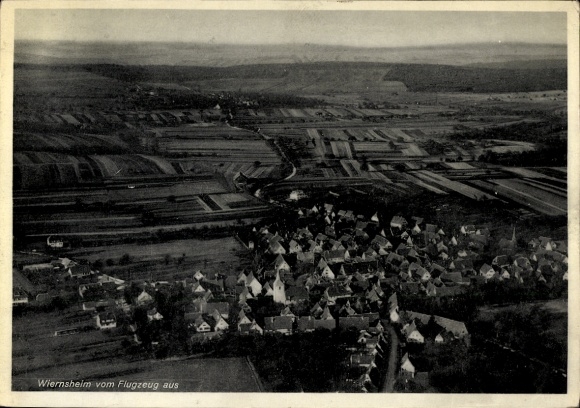 Postcard Wiernsheim in Württemberg, aerial photograph