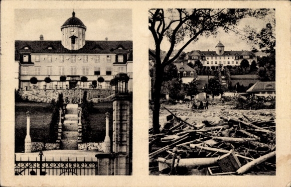Ak Bad Gottleuba in Saksen, sanatorium, storm, 1927, gebouw, houtresten