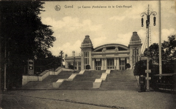Postcard Gent Gent East Flanders, Casino, Red Cross ambulance