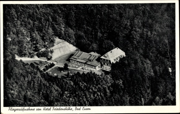 Postcard Bad Essen in Lower Saxony, aerial photo of Hotel Friedenshöhe, forest