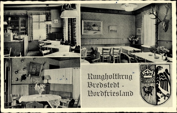 PC Bredstedt in Nordfriesland, Rungholtkrug, interior views, coat of arms