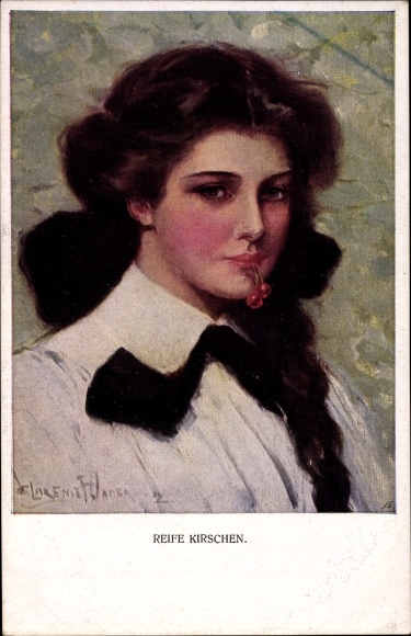 Artist PC Underwood, Clarence, rijpe kersen, portret van een vrouw