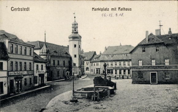Ak Gerbstedt im Harzvorland, Marktplatz, Rathaus,  Architektur, alte , Schwarz-Weiß-Foto