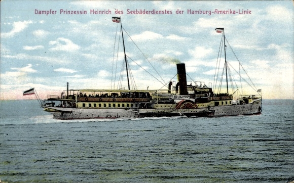 Postcard Steamer Princess Heinrich, HAPAG Seaside Resort Service