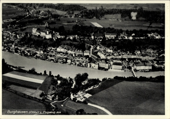 Postcard Burghausen an der Salzach Bavaria, aerial photograph