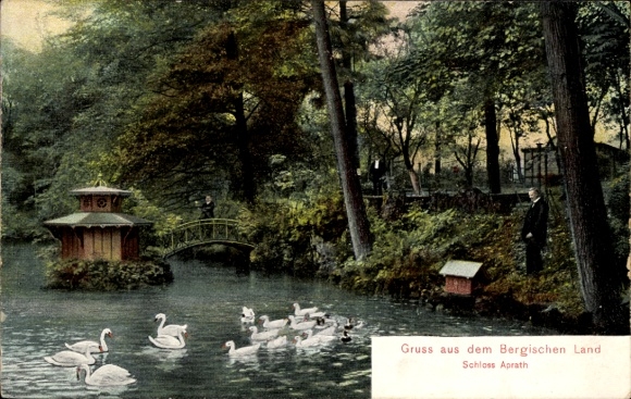 Postcard Aprath Wülfrath in the Bergisches Land, Aprath Castle, waters, swans