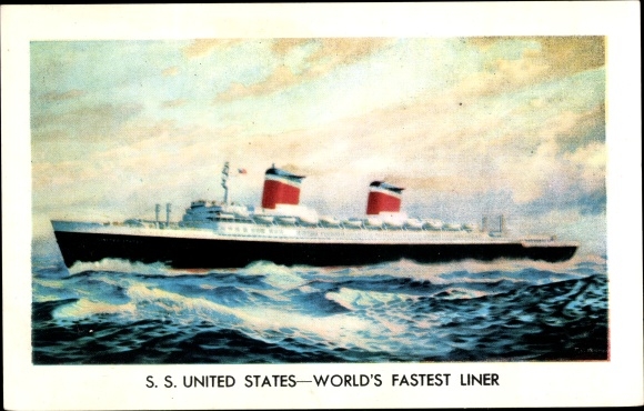 Postcard Steamer SS United States, steamship, United States Lines, USL