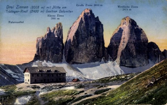 Postcard Toblach Dobbiaco South Tyrol, Tre Cime di Lavaredo, Drei Zinnen