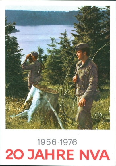 Postcard 20 years NVA 1956-1976, National People's Army of the GDR, soldiers in uniform