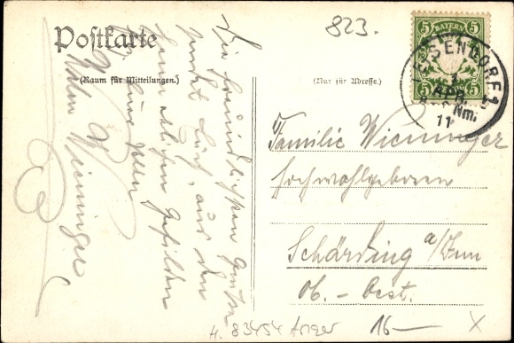 Postcard Höglwörth Anger in Upper Bavaria, view of the village from the lake side, Staufen, Ramsau