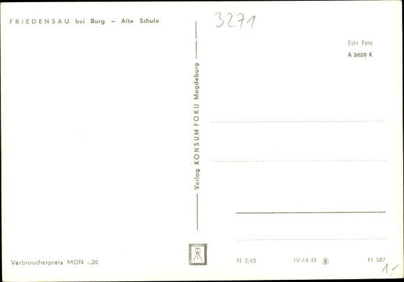 Postcard Friedensau Möckern Saxony Anhalt, old school