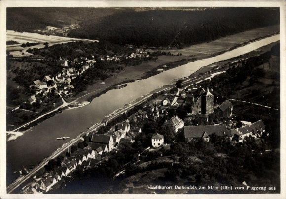 Postcard Rothenfels am Main Lower Franconia, aerial photograph