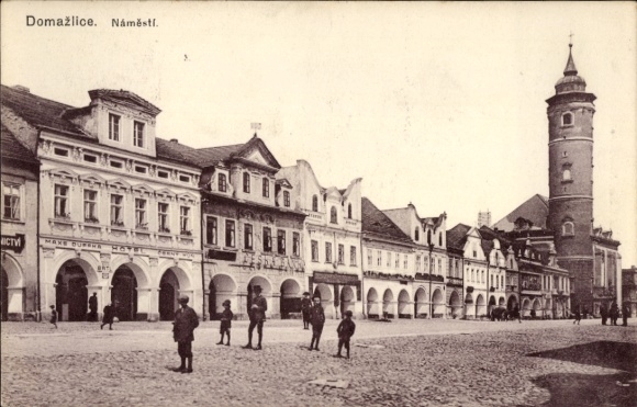 Ak Domažlice Taus Region Pilsen, Platz, Turm