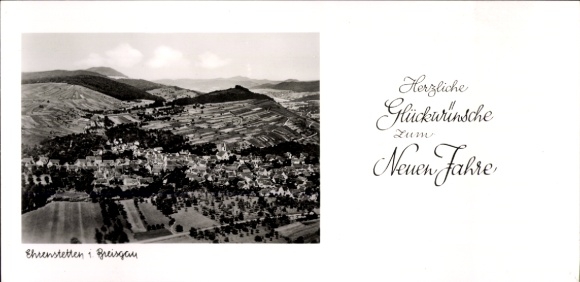 Postcard Ehrenstetten Ehrenkirchen im Breisgau, aerial view of Ehrenstetten, congratulations on the New Year