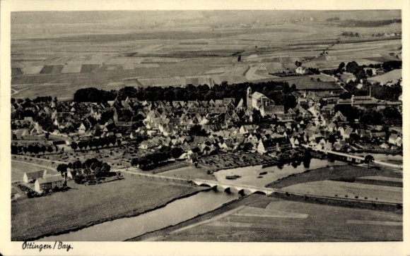 Ak Oettingen in Beieren, luchtfoto