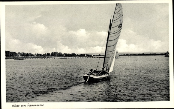 Ak Hüde am Dümmer Nedersaksen, zeilboot