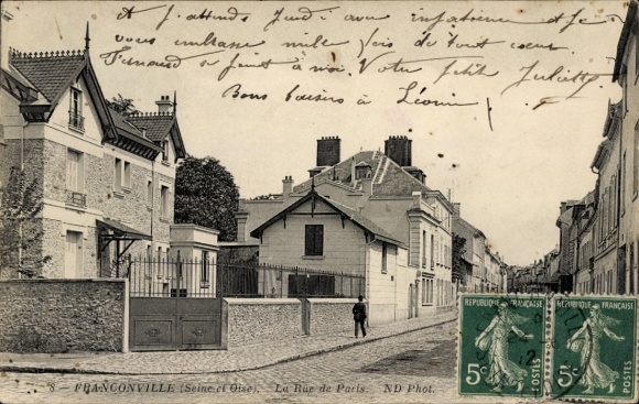 Ak Franconville Val d Oise, Rue de Paris