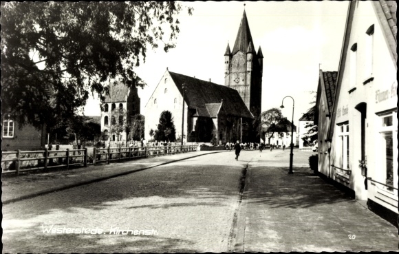 Postcard Westerstede im Ammerland, Kirchenstrasse, church