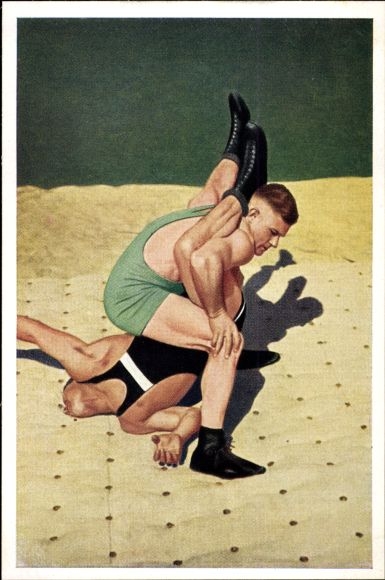 Collection picture Olympia 1936, Ehrl and Földeak, wrestling, mills Franck coffee additive