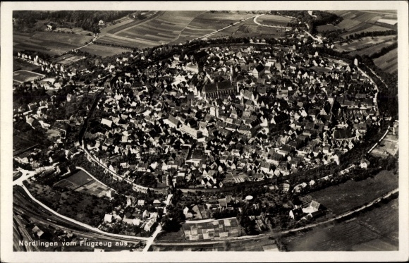 PC Nördlingen im Nördlinger Ries Swabia, view of the place, aerial photo