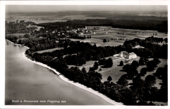 Postcard Buch Inning am Ammersee, aerial photograph