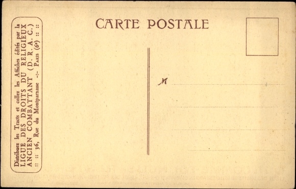 Artist Postcard League for the Rights of Religious Veterans DRAC, Geistliche am Grab