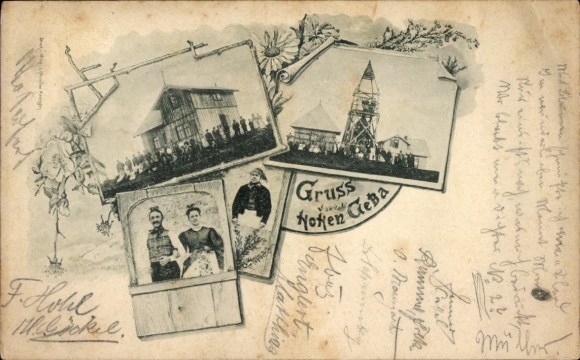 Ak Geba Rhönblick Meiningen Thüringen, Hohe Geba, Gebaberg, Gasthaus, Aussichtsturm