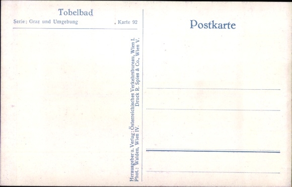 Postcard Tobelbad Styria, landscape with trees, houses, hills, no people visible
