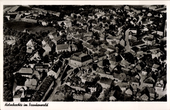 Postcard Helmbrechts in Upper Franconia, aerial photograph