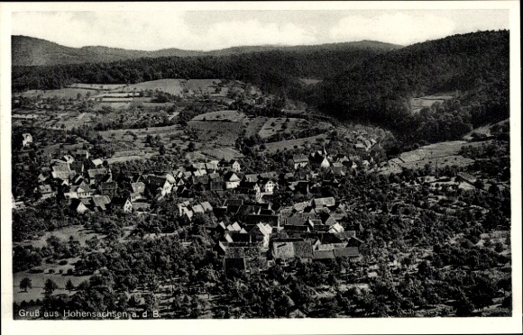 Postcard Hohensachsen Weinheim an der Bergstraße Baden, aerial photograph