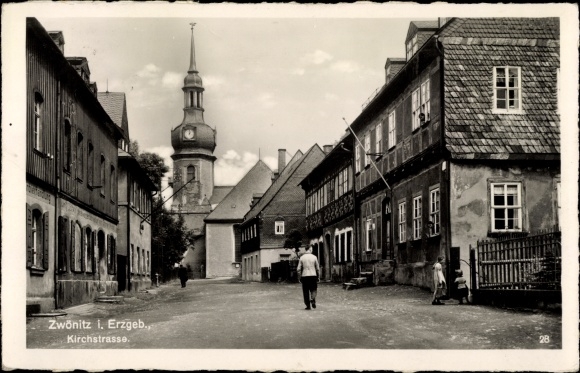 Postcard Zwönitz in the Erzgebirge of Saxony, Kirchstrasse
