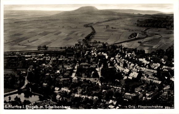 Ak Schlettau in het Erzgebirge, luchtfoto