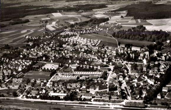 Postcard Aulendorf in Württemberg, aerial photograph