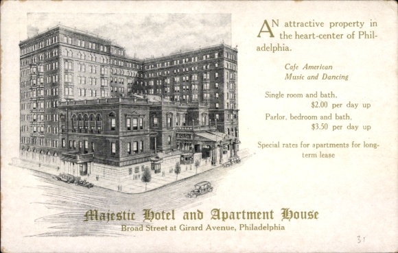 PC Philadelphia Pennsylvania USA, Majestic Hotel, Apartment House