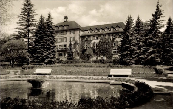Postcard Bad Brambach in Vogtland, State Radium Bath, Sanatorium, Joliot-Curie-House