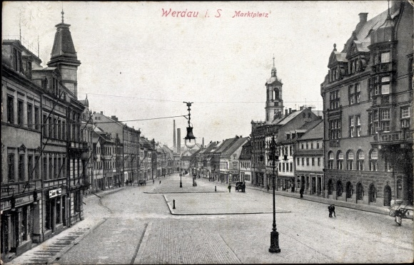 Postcard Werdau in Saxony, market square