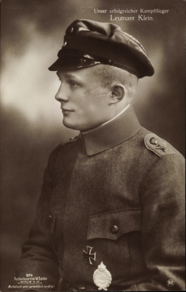 Ak Kampfflieger Leutnant Klein, Sanke 514, Jasta 10, Jagdstaffel Richthofen